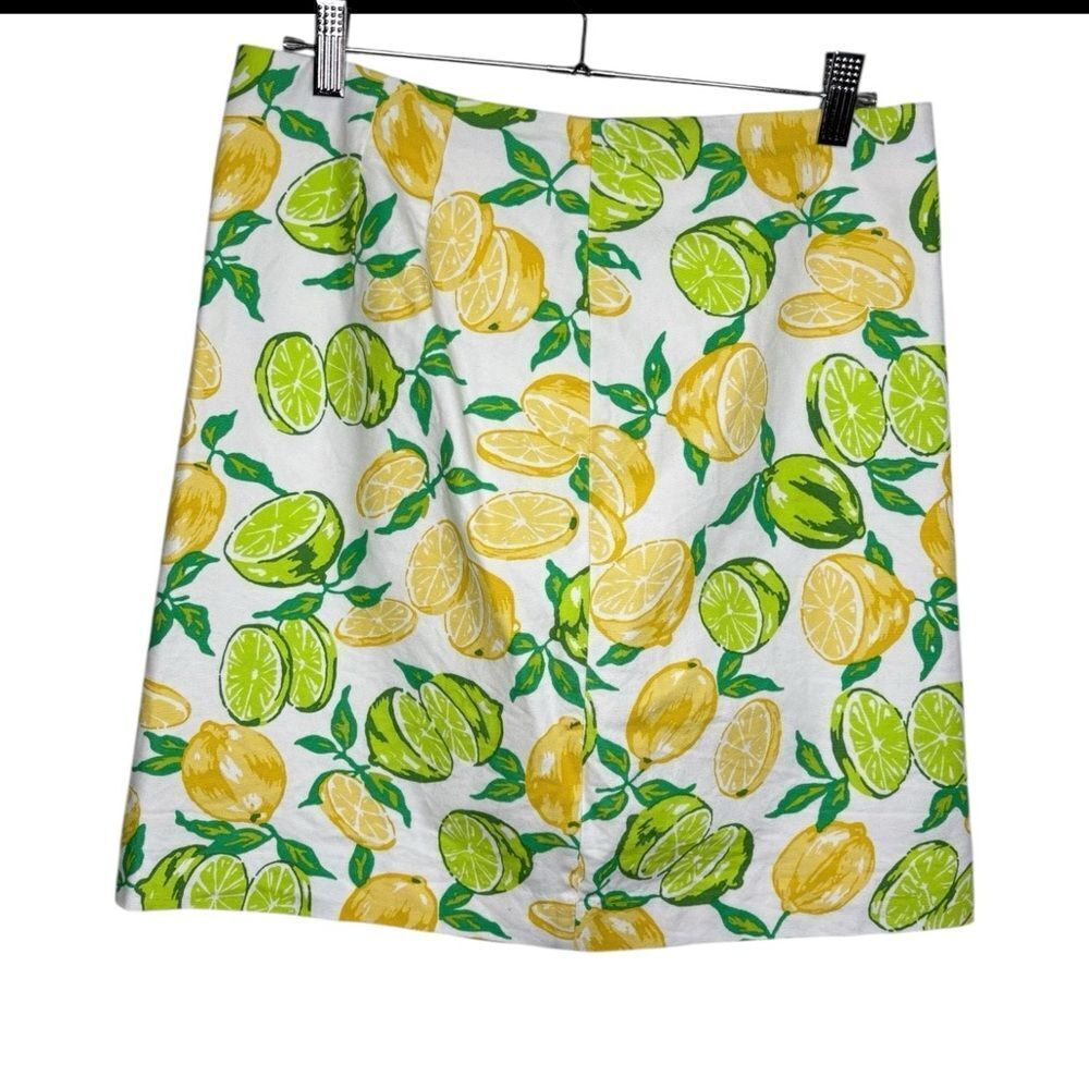 Talbots Pencil Skirt Size 4 Lemon Lime Print Fruit Preppy